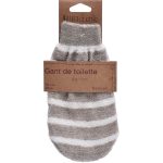 LINEN WASHCLOTH/COTTON STRIPED - TAUPE/CREAM