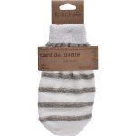 LINEN WASHCLOTH/COTTON STRIPED - CREAM/TAUPE