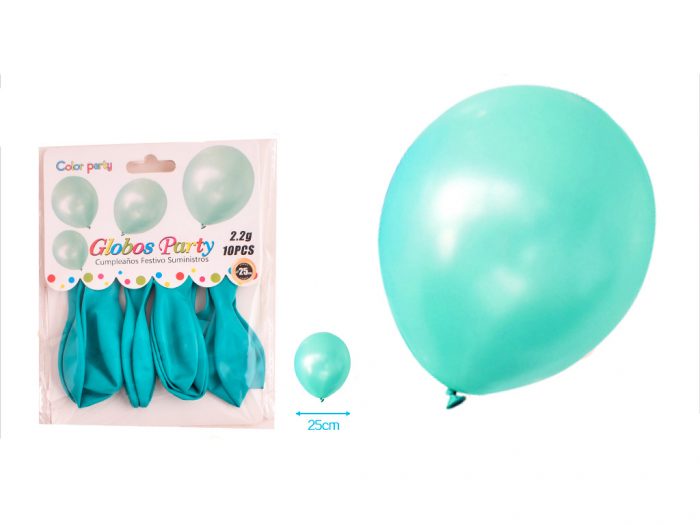 Ballon turquoise mat 25cm 10 stuks