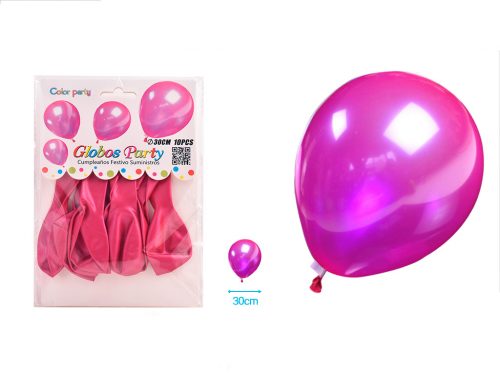 Ballonnen fuchsia metallic parelmoer 30cm 10 stuks