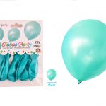 Ballonnen turquoise metallic parelmoer 25cm 10 stuks