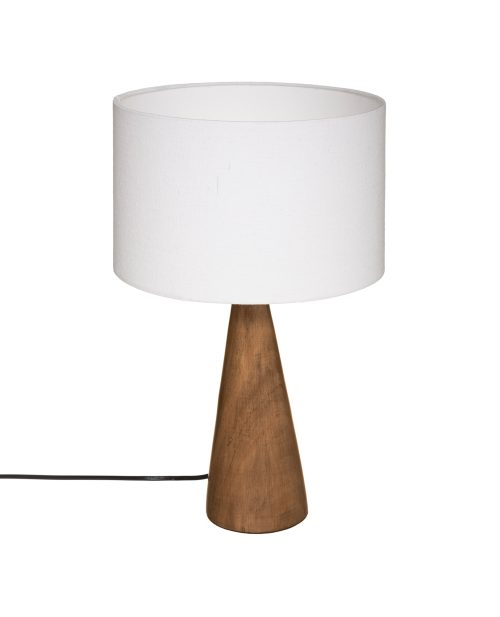 bureaulamp houten rustieke landelijke natuurlijke Tafellamp HOUT/WIT 46cm