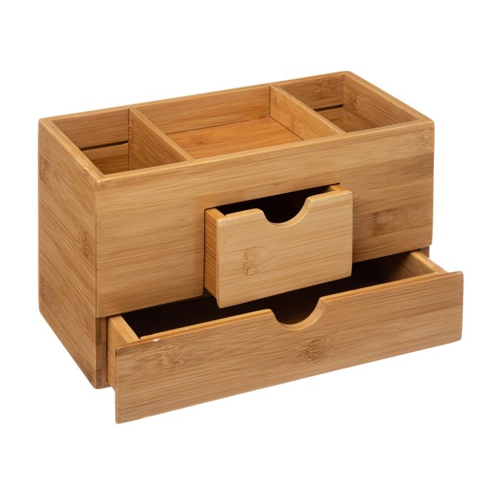Keuken Bureau compartiment make up accessoires 2 lades organizer bamboe hout houten