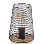 schemerlamp staal mesh industrieel zwart design tafellamp Zely metaal-hout 23cm