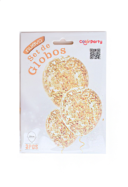 Ballonnen m/confetti goud glitters 3st
