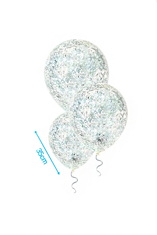 folieconfetti gevulde Ballonnen met confetti zilver vulling 3st