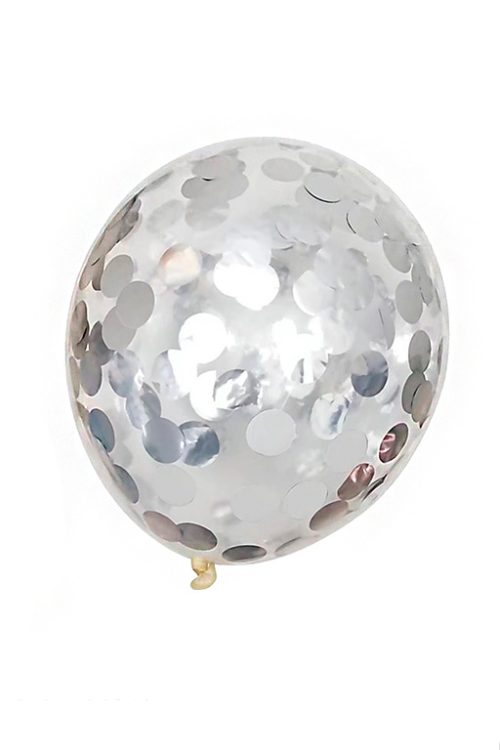 gevulde folieconfetti feestversiering met vulling BALLON CONFETTIVULL ZILVER 35CM 5ST