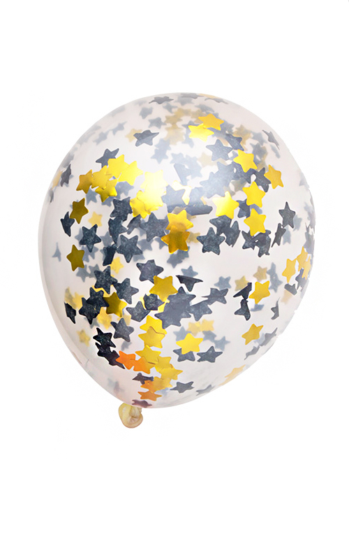 feestviering gevulde folieconfetti BALLON CONFETTIVULLING zwarte en gouden confetti vulling35CM 3ST