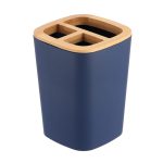 RUBBER TOOTHBRUSH HOLDER + ABS AND BAMBOO - NAVY BLUE