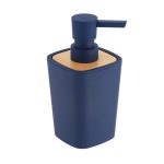 RUBBER SOAP DISPENSER + ABS AND BAMBOO 380 ML - NAVY BLUE