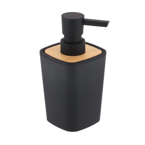 RUBBER SOAP DISPENSER + ABS AND BAMBOO 380 ML - BLACK