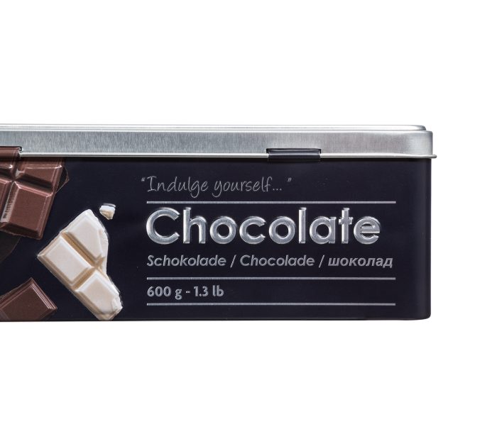 CHOCOLATE TABS BOX EMBOSSED 3D metalen chocolade voorraadblik aluminium stalen bewaarblik bewaardoos voorraaddoos opbergdoos zwart