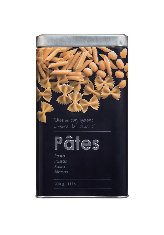 Metalen pasta blik met 3D embossing 500g PASTA BOX EMBOSSED 3D stalen aluminium bewaarblik bewaardoos voorraadblik voorraaddoos opbergdoos zwart