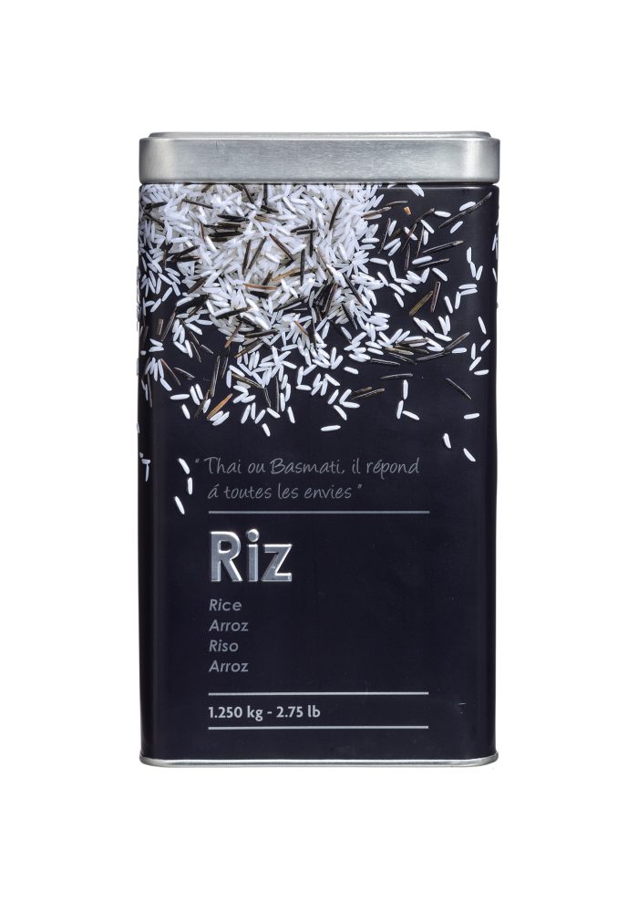 RICE BOX EMBOSSED 3D metalen stalen aluminium rijst voorraadblik voorraaddoos bewaarblik bewaardoos opbergdoos vershoudbak vershouddoos zwart