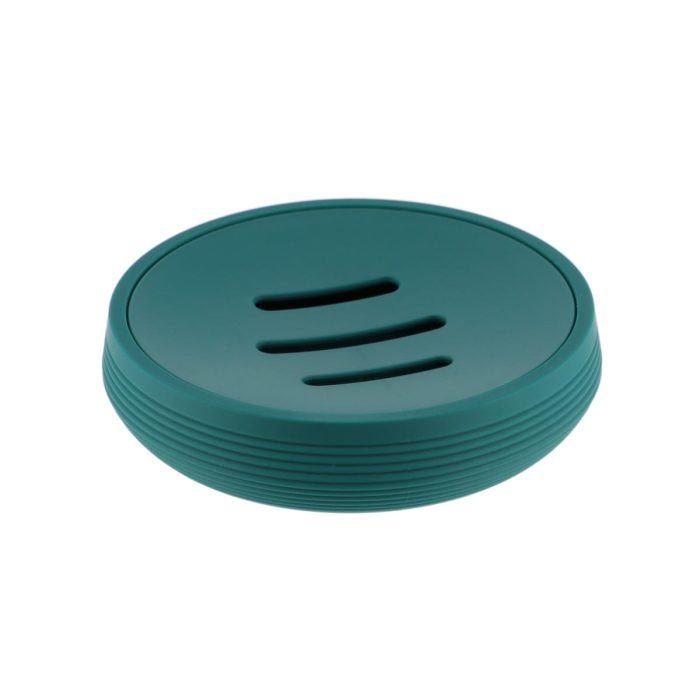 RUBBER AND ABS SOAP DISH WITH STRIPES - DARK GREEN