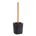 RUBBER TOILET BRUSH + ABS AND BAMBOO STEM - BLACK