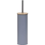 METAL TOILET BRUSH WITH BAMBOO COVER - GREY