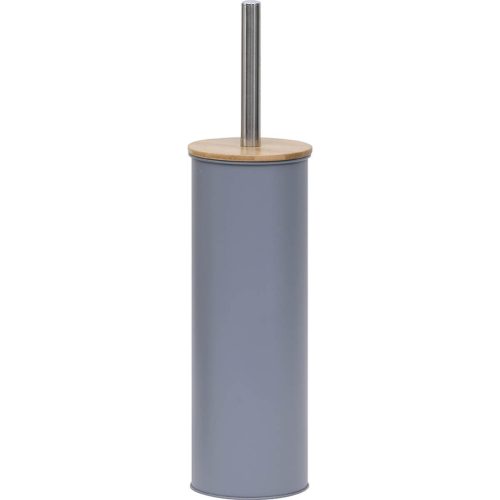 METAL TOILET BRUSH WITH BAMBOO COVER - GREY