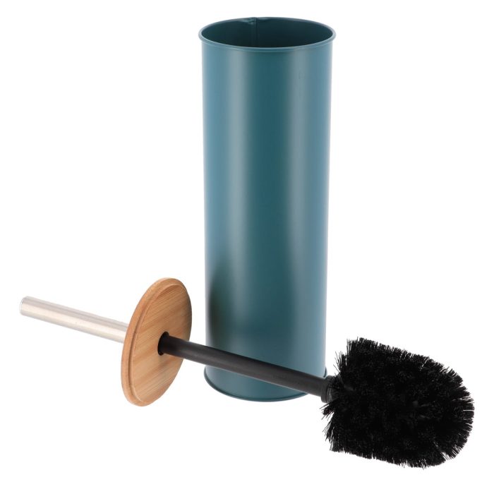 METAL TOILET BRUSH WITH BAMBOO COVER - IMPERIAL GREEN
