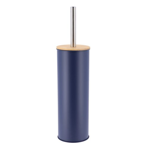 METAL TOILET BRUSH WITH BAMBOO COVER - BLUE