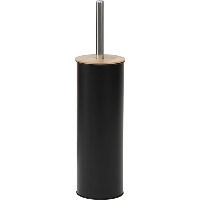 METAL TOILET BRUSH WITH BAMBOO COVER - BLACK