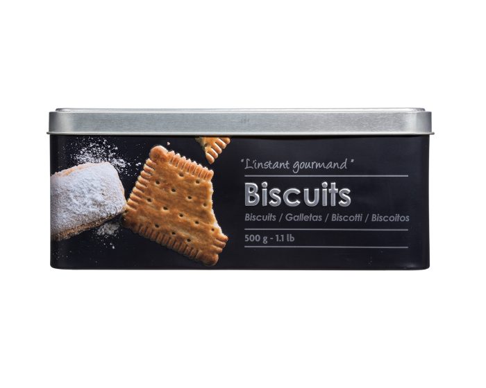 Vierkante metalen koekjesblik met 3D embossing 500g COOKIE BOX EMBOSSED 3D vierhoekvormige rechthoekige stalen aluminium biscuit gebakjes bewaardoos bewaarblik voorraaddoos opbergdoos voorraadbus