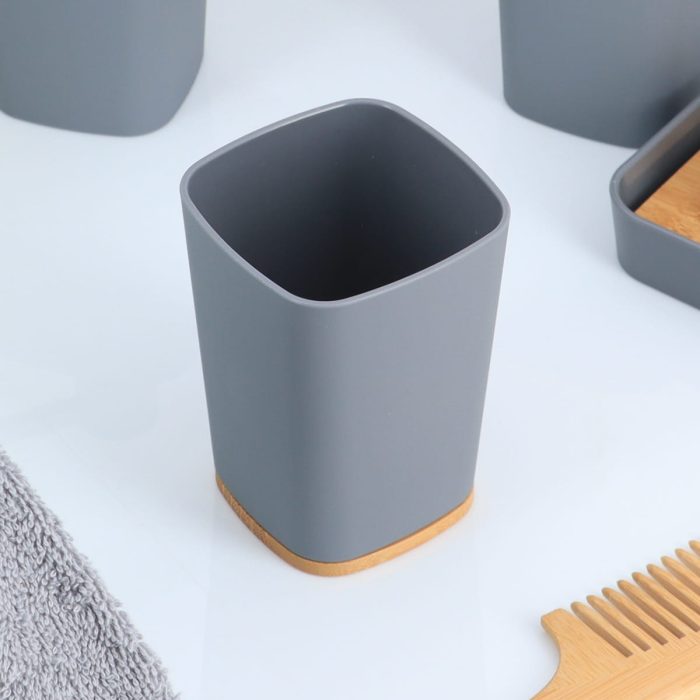 RUBBER TUMBLER + ABS AND BAMBOO - GREY