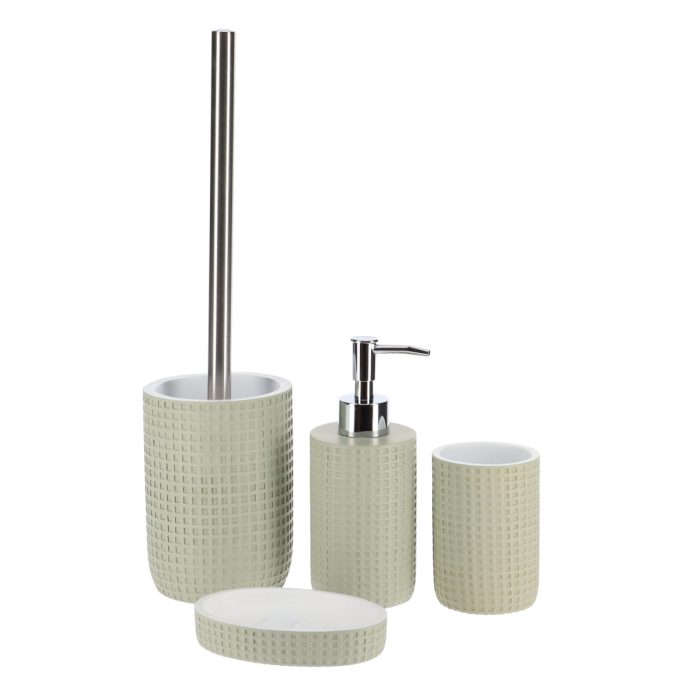 POLYRESIN TOILET BRUSH SQUARE DESIGN- SAGE GREEN