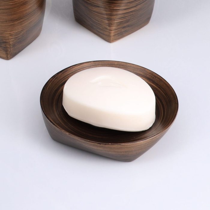 ROUND POLYRESIN SOAP DISH - WENGE