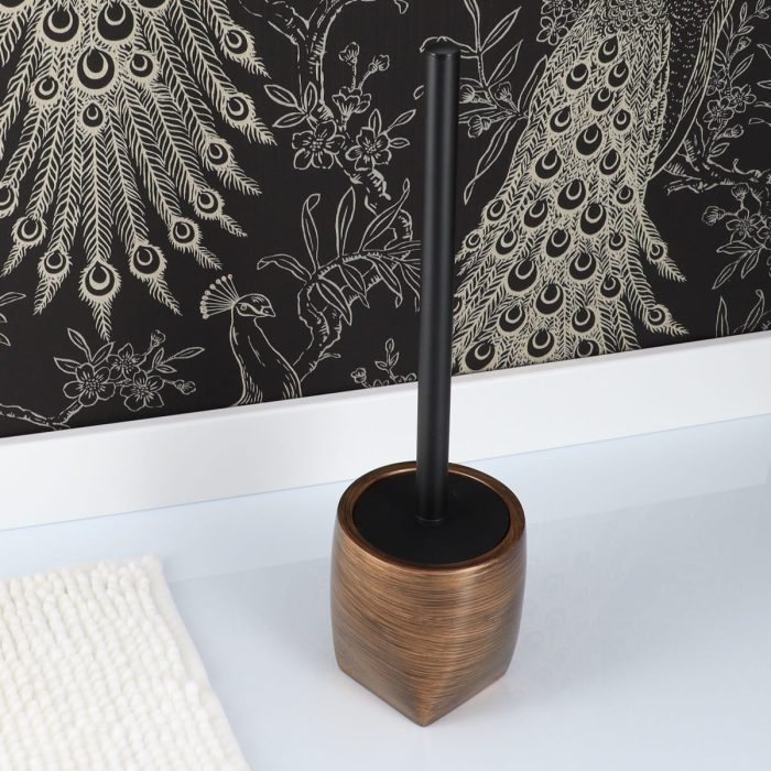 POLYRESIN TOILET BRUSH WITH STRIPES- WENGE