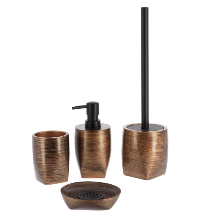 POLYRESIN TOILET BRUSH WITH STRIPES- WENGE