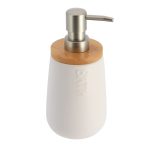 Zeepdispenser dolomiet bamboe wit-naturel 410ml zeeppomp zeeppompje handzeepdispenser desinfectie dispenser hout modern