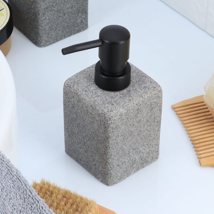 SQUARE POLYRESIN SOAP DISPENDER - GREY