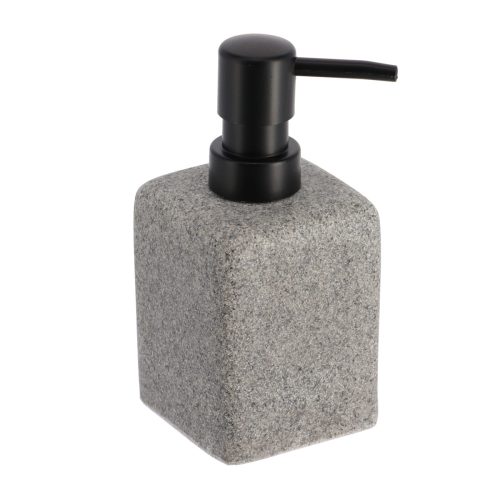 Zeepdispenser natuursteen effect polyresin grijs 280ml graniet look zeeppomp zeeppompje handzeepdispenser industrieel steen gemengd steen polystone