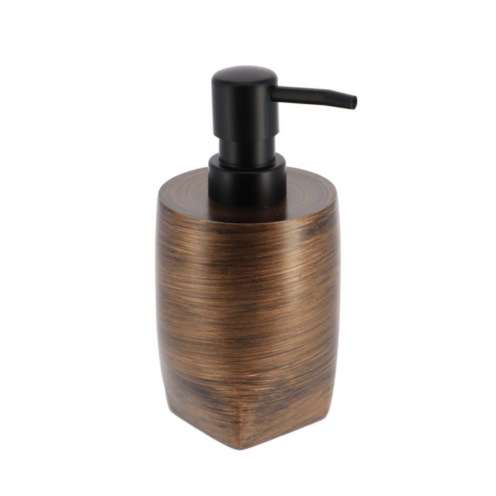 Design zeepdispenser polyresin wengé-zwart 280ml chique zeeppomp zeeppompje handzeepdispenser desinfectie dispenser steen gemengd steen polystone wengé donkerbruin houtskleur