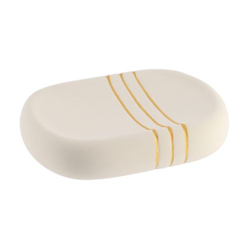 Zeephouder stoneware crème-goud zeepschaal zeepbakje steen moderne chique beige steen