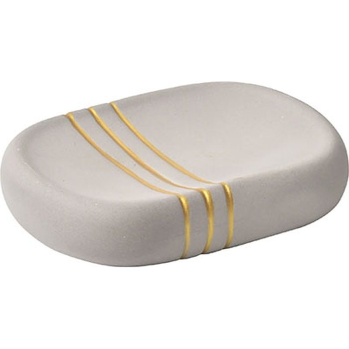 Zeephouder stoneware grijs-goud zeepschaal zeepbakje steen grijs elegante