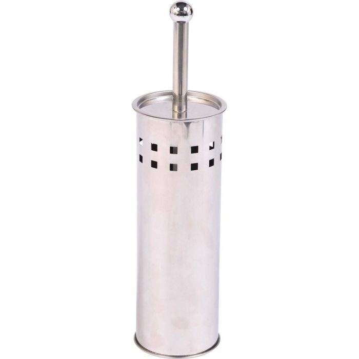 Toiletborstel met houder RVS zilver wc-borstel wc borstel toiletborstelset roestvrij staal vrijstaand vrijstaande metalen metaal