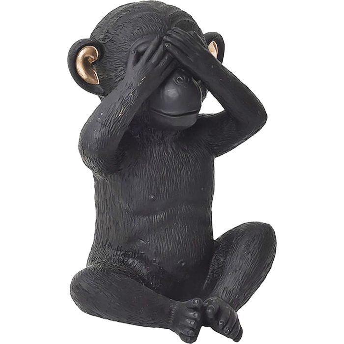 Decoratief aapje "zien" polyresin zwart-goud modern ornament beeld beeldje kunststof resin