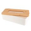 PP TISSUE BOX + BAMBOO COVER - WHITE/BAMBOO