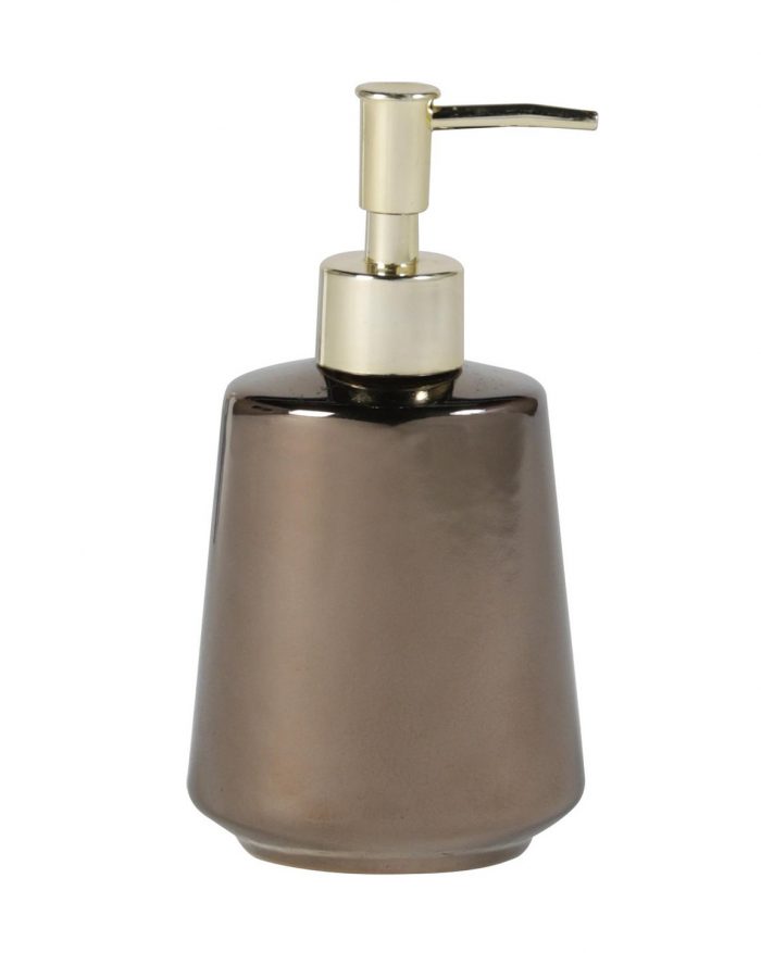 Design zeepdispenser porselein brons effect 350ml designer zeeppompje zeeppomp zeep pomp desinfectie dispenser handzeep dispenser handzeepdispenser keramiek glanzend