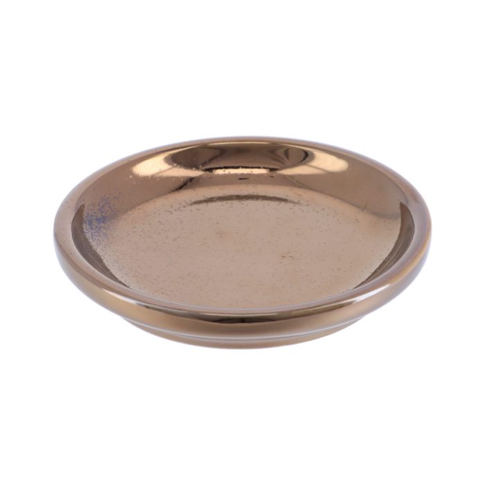 Ronde zeephouder porselein brons effect rond ovale zeepbakje zeepschaal keramiek glanzend