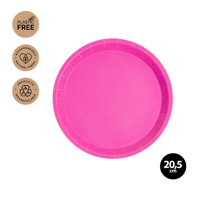 Rond Afbreekbaar Plat Bord roze Ø20,5cm Papier 10 st