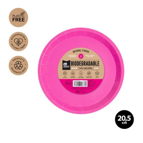 Rond Afbreekbaar Plat Bord roze Ø20,5cm Papier 10 st