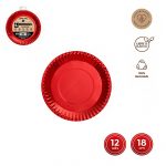 Rond feestbord kartonnen bord plat bord ROOD 18cm 12st METALLIC