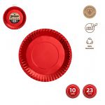 Rond ronde feestbord kartonnen bord plat bord ROOD 23cm 10st METALLIC-rood