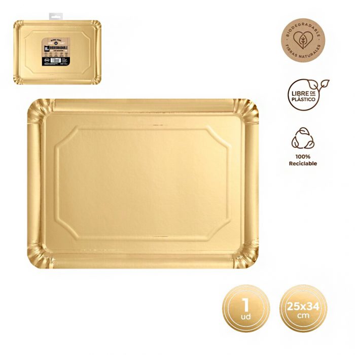 Dienblad elegante sierlijke luxe serveerschaal plateau serveerbord serveerblad papier afbreekbaar goud karton METALLIC ROOD 25x34cm