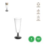 Champagneglas 150cc zilver/transp herbruikbaar 4st