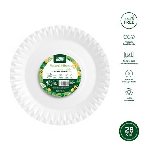 HG Rond Bord Biologisch Afbreekbaar Wit Ø28cm 4st