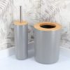 PP WASTBINE 5L WITH BAMBOO LID WITH HOLE - GREY/BAMBOO